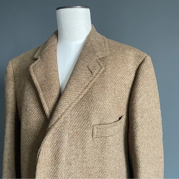 Chipp Harris Tweed Camel Wool Overcoat Men’s 40S Ivy League Vintage Coat - Picture 4 of 14